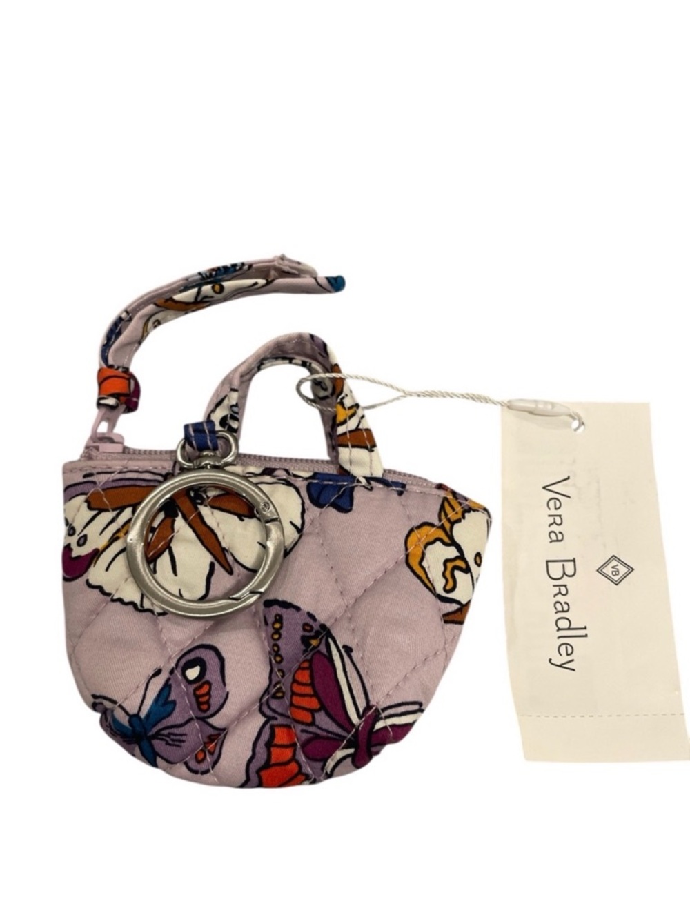 Vera Bradley Original Tote Bag Charm Key Chain for Women Lilac Wing in Flight - Picture 4 of 6